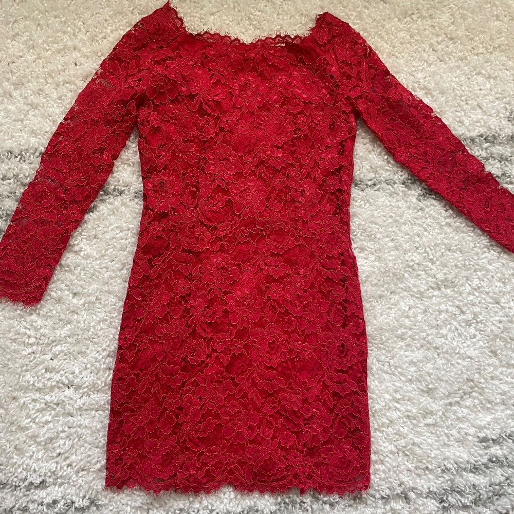 Red lace dress Madison Marcus dress
